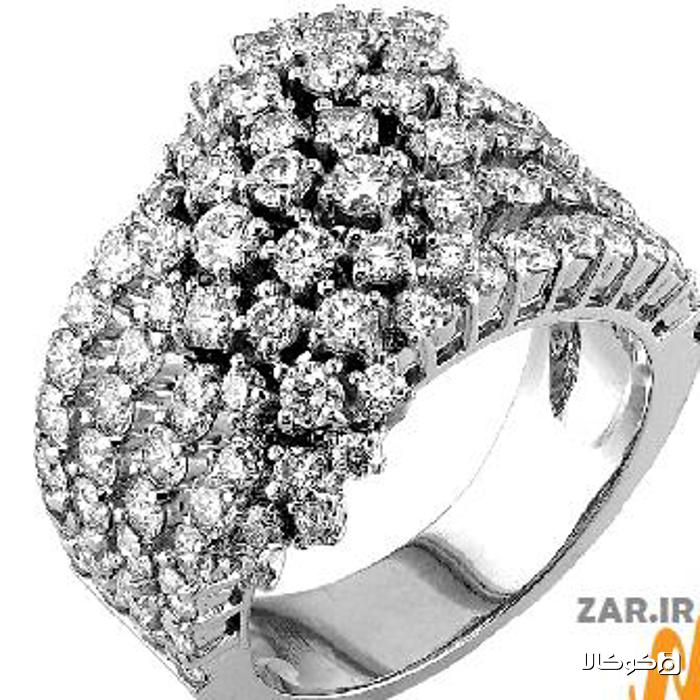 انگشتر الماس برلیان با طلای سفید 18 عیار زنانه 