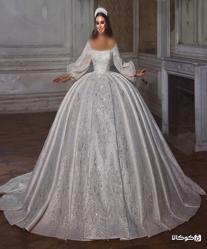 لباس عروس پرنسسی با پنل سفید 