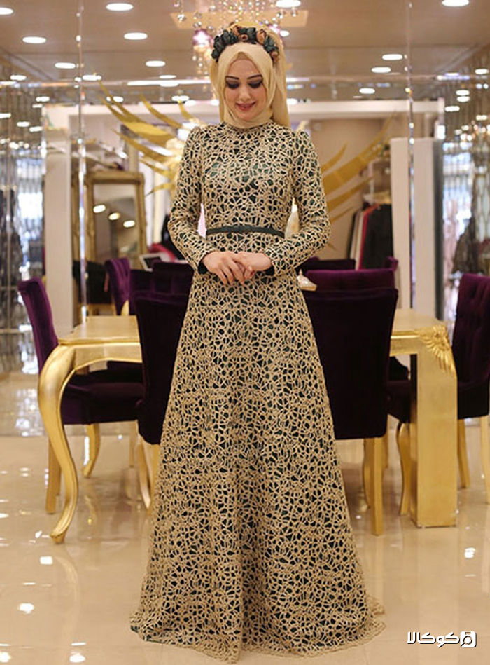 لباس عربی بلند مجلسی با پارچه فوق العاده زیبا