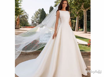 مدل لباس عروس سفید دنباله دار
