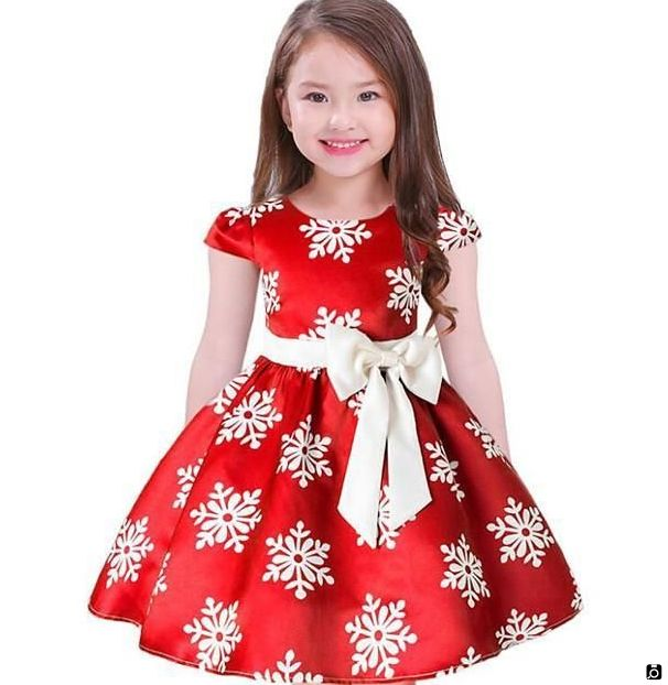 لباس دخترانه مجلسی رسمی گلدار قرمز و سفید 