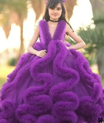 مدل لباس پرنسسی دخترانه بنفش پف دار