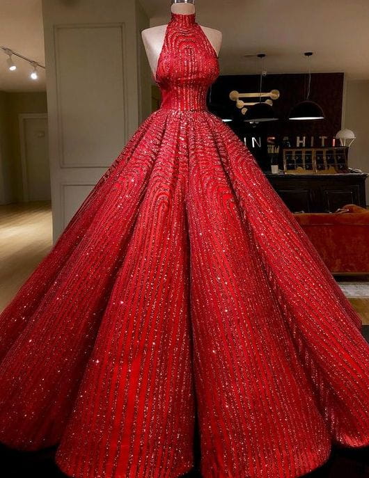 مدل لباس عروس پرنسسی جدید قرمز