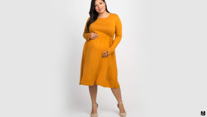 لباس حاملگی برای افراد چاق یقه گرد