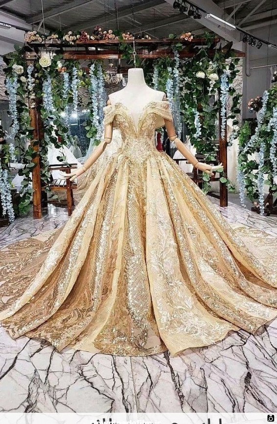 مدل لباس عروس طلایی