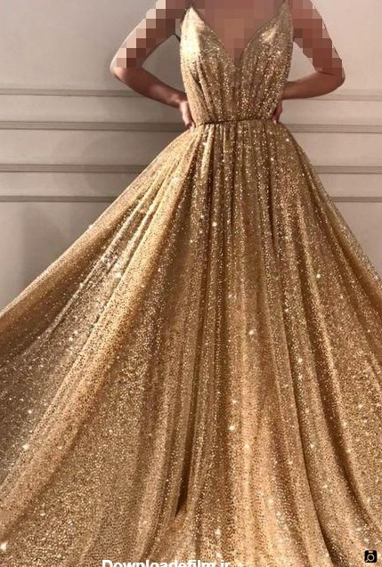 لباس عروس مدل شاین‌ طلایی شیک