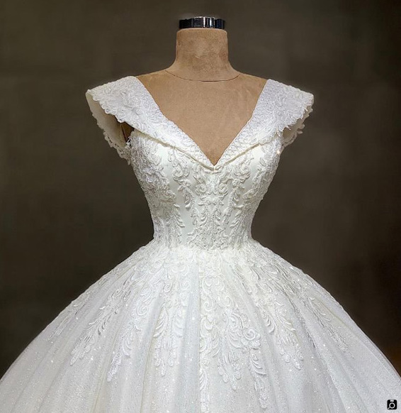 مدل لباس عروس جدید یقه هفت