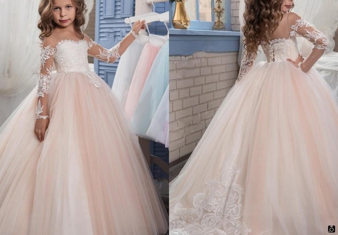 لباس عروس دخترانه با طراحی دوخت خاص