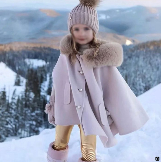 شنل زمستانی کلاه دار دخترانه بچگانه راحت و گرم