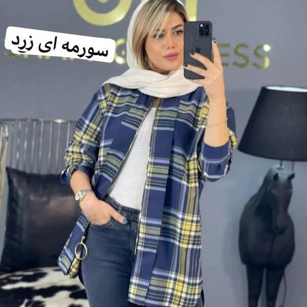 عکس-مانتو چهارخونه زنانه نخی