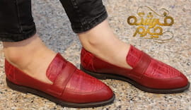 کفش طبی زنانه چرم قرمز