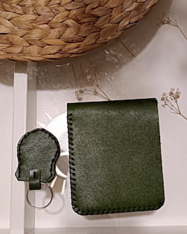 کیف پول زنانه چرم سبز