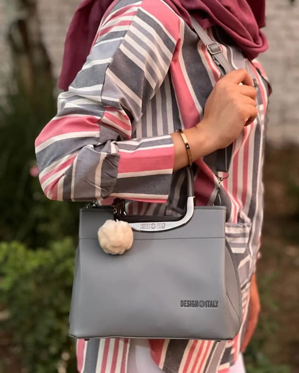 عکس-کیف زنانه چرم طوسی