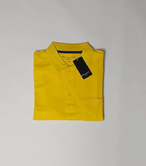 عکس-تیشرت یقه دار پسرانه نخ پنبه زرد