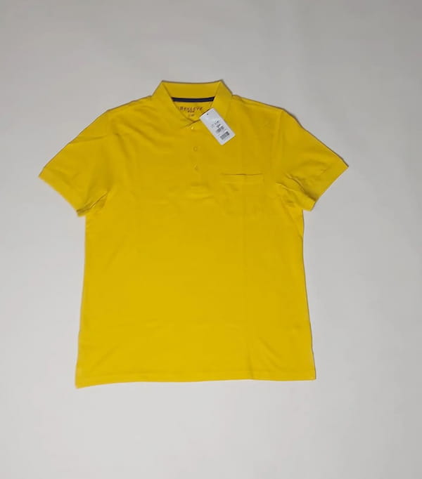 عکس-تیشرت یقه دار پسرانه نخ پنبه زرد