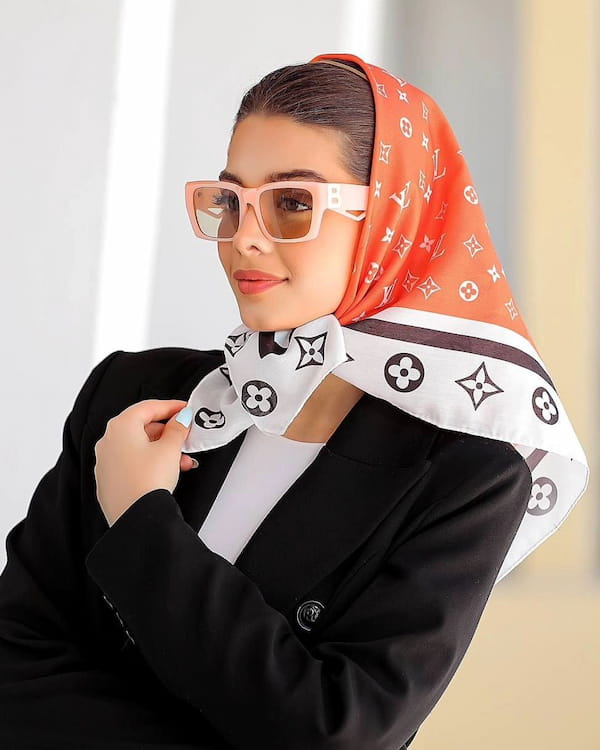 عکس-روسری زنانه نخی نارنجی