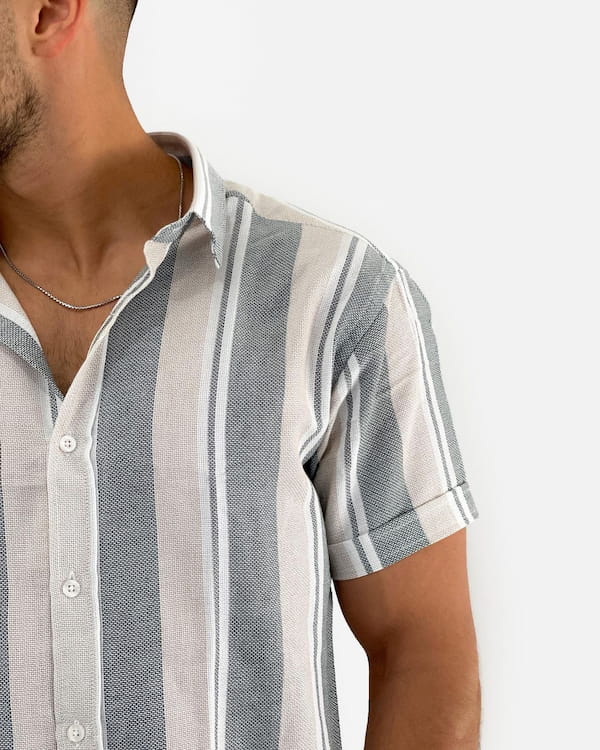 عکس-پیراهن یقه دار لینن مردانه زارا