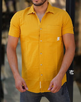 پیراهن مردانه کنفی طلایی