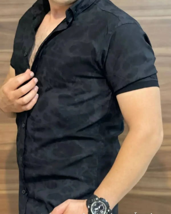 عکس-پیراهن مردانه ویسکوز مشکی