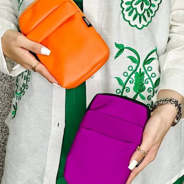 عکس-کیف زنانه پارچه ای نارنجی