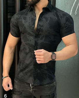 پیراهن آستین کوتاه مردانه ویسکوز مشکی