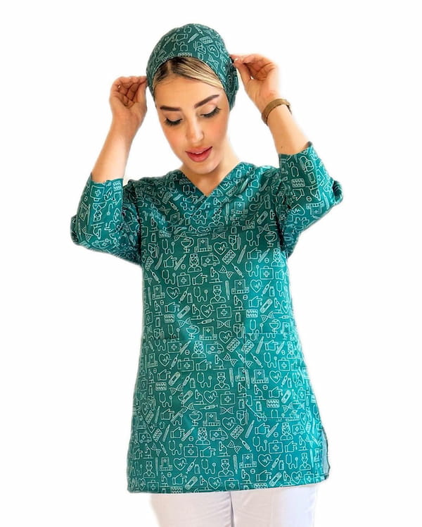 عکس-ست پوشاک زنانه نخ پنبه سبز