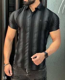پیراهن آستین کوتاه مردانه ویسکوز مشکی
