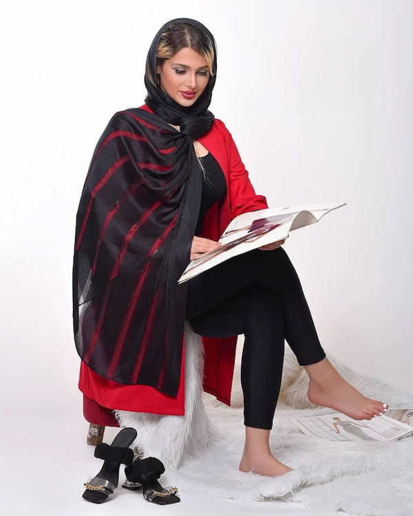 عکس-شال زنانه ابریشم مشکی