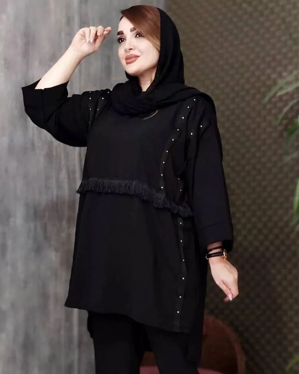 عکس-مانتو زنانه ابر و بادی تک رنگ