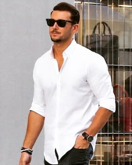 پیراهن آستین بلند مردانه پنبه سفید