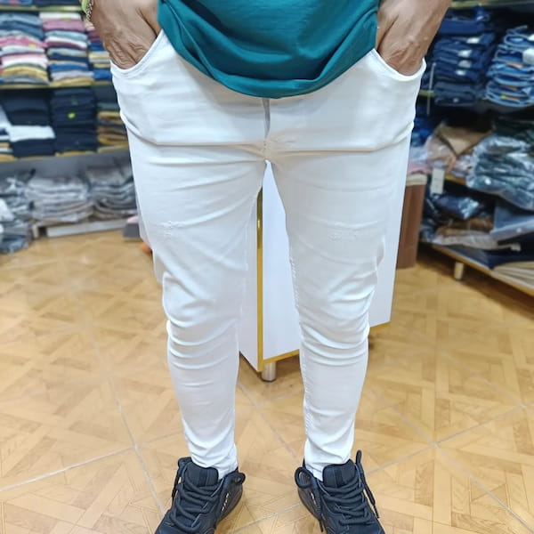 عکس-شلوار جین مردانه دمپا سفید