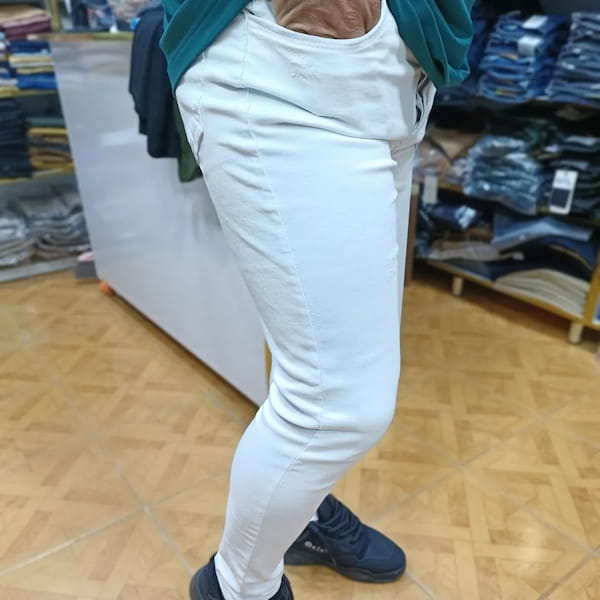 عکس-شلوار جین مردانه دمپا سفید