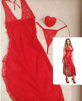 لباس خواب زنانه گیپور قرمز