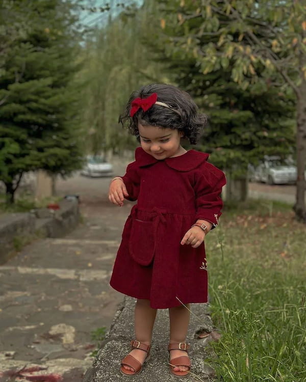 عکس-سارافون پاییزه دخترانه مخمل کبریتی