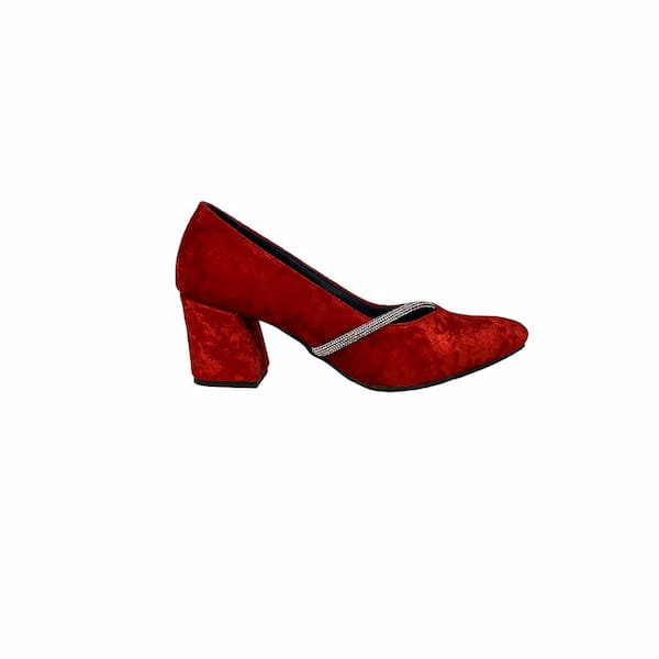 عکس-کفش پاشنه دار زنانه مخمل قرمز