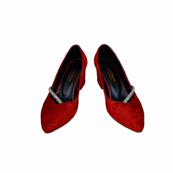 عکس-کفش پاشنه دار زنانه مخمل قرمز