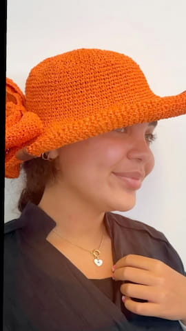 کلاه زنانه نخی نارنجی