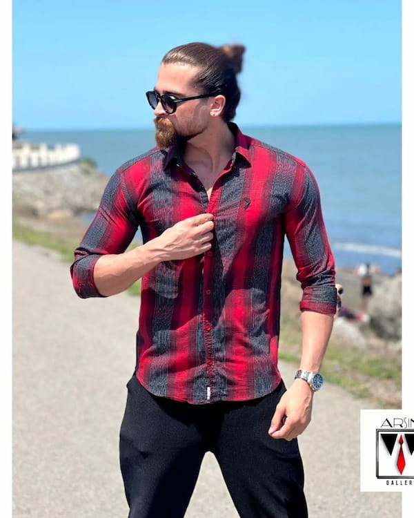 عکس-پیراهن آستین بلند مردانه پنبه کش