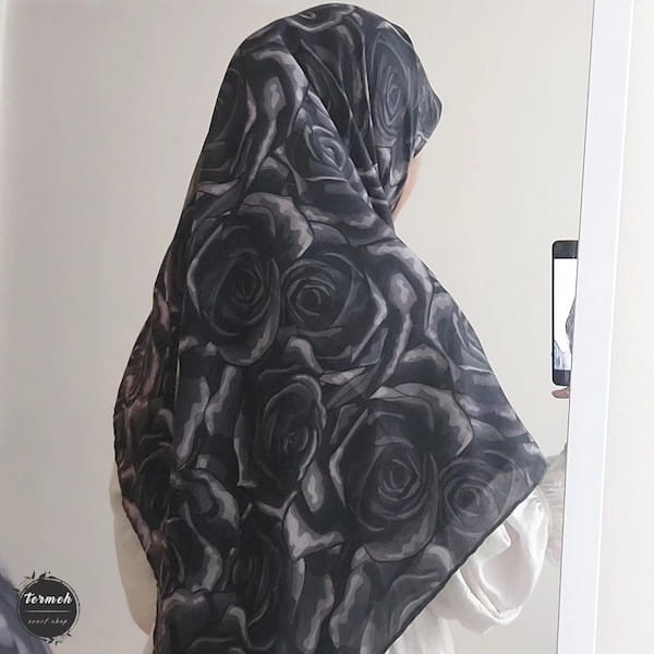 عکس-روسری گلگلی زنانه پنبه مشکی