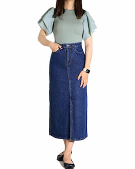 دامن زنانه جین تک رنگ