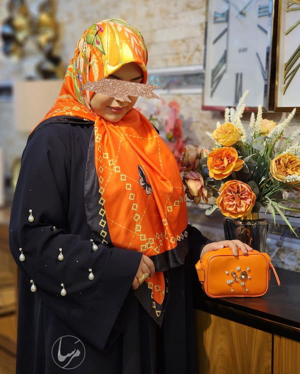 عکس-روسری زنانه نارنجی