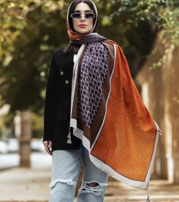 عکس-شال زنانه نخ پنبه تک رنگ