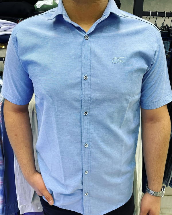 عکس-پیراهن آستین کوتاه مردانه آبی