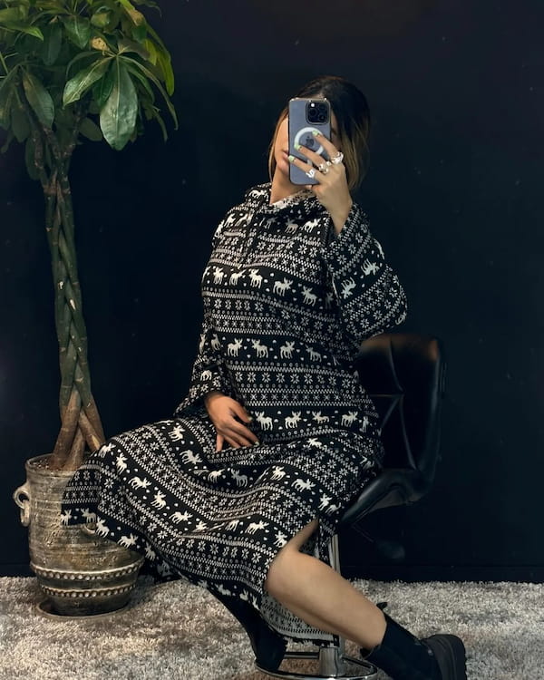 عکس-هودی سرخپوستی زنانه پشمی