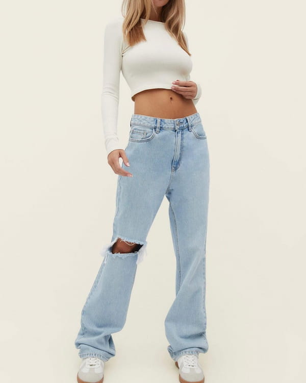 عکس-شلوار جین زنانه استرادیواریوس تک رنگ