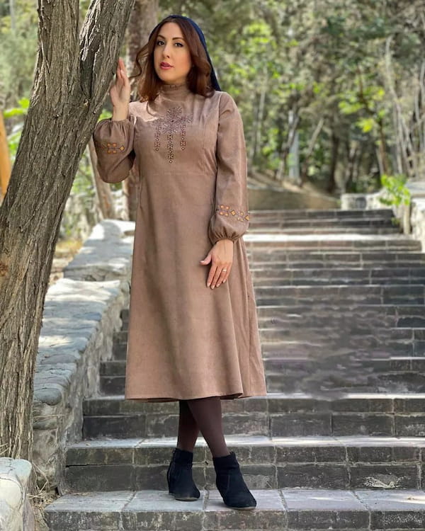 عکس-پیراهن یقه گرد زنانه مخمل