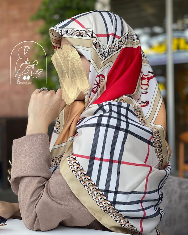 عکس-روسری پاییزه زنانه ابریشم کرمی