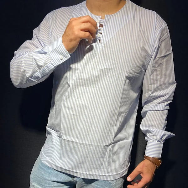عکس-پیراهن آستین بلند مردانه نخ پنبه