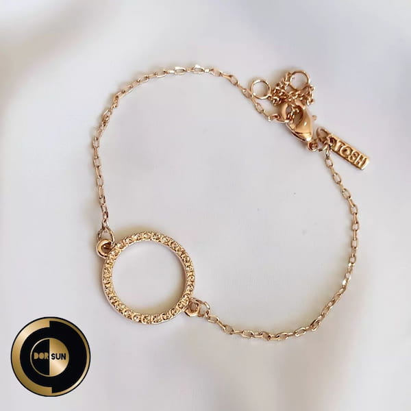 عکس-دستبند دخترانه سواروسکی طلایی