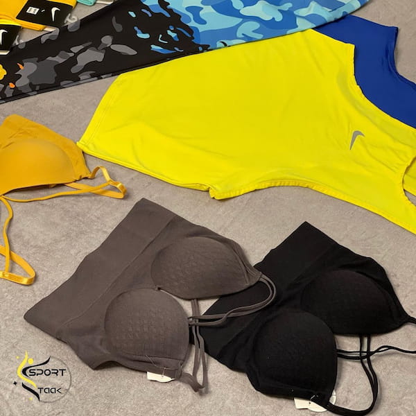 عکس-ست لباس ورزشی زنانه کبریتی نایک زرد